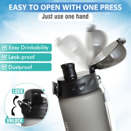 Water Bottle, Sports Water Bottle, 780 ml, Leak-Proof Sports Water Bottle, Sports Bottle for Bike, Camping, Yoga, Gym (1 Bottle) (Matt Black)