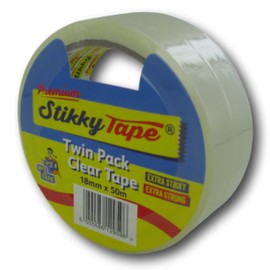 Stikky 18mm x 50m Premium Low Noise Packing Sticky Tape - Clear (Pack of 2)