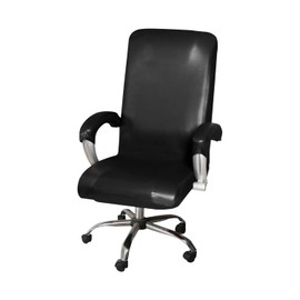 ITFRO Waterproof Office Chair Cover with Armrest Covers PU Leather Black Computer Chair Cover Desk Chair Cover Universal Rotating Chair Slipcover High Back Chair Seat Protector (Black)