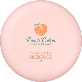 SKINFOOD - Pacto de desenfoque de poros de algodón melocotón – Paquete de control de sebo con textura sedosa – Fijación de maquillaje de larga duración – Imprimación de poros con polvo mineral para piel grasa – Minimizador rápido de poros (4 g)