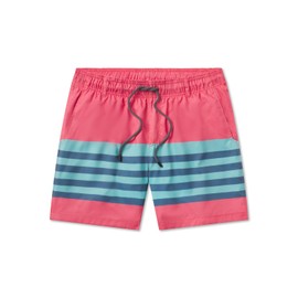 Southern Marsh Harbor Swim Trunks - Barcelona Lines, Coral & Mint, Large
