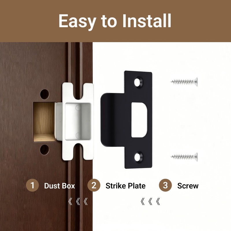 T-Strike Door Strike Plate, Stainless Steel Strike Plates for Interior