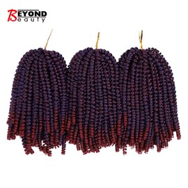 Beyond Beauty Pack of 3 Spring Twist Ombre Colours Crochet Braids Synthetic Braid Hair Extensions Low Temperature Fibre (Dark & Light Wine)