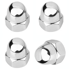 SINGWAYS License Plate Retainer Nuts/Screws Compatible with Volvo XC90/ S60/ S40/ S90/ V60/ V90 (Screws onto Existing Stud) - Tall Dome Stainless Steel 18-8 (304) License Plate Screw Caps - 4 PCS