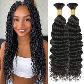 Brazilian Human Hair 51.9 cm 24 Inches Water Wave Boho Braids Human Hair Bulk Hair Extensions No Weft Human Hair Natural Brazilian Strands 100g/pack