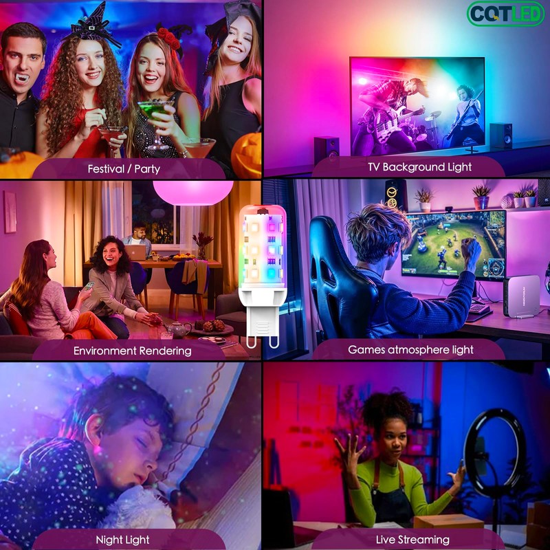 CQTLED Controlled G9 Color Changing Bulbs,G9 LED Light Bulbs,RGB &