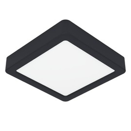 Eglo LED Ceiling Light Fitting Fueva 6, Square Ceiling lamp, Flush Light Fixture, Plastic in Black and White, Ceiling Lighting Warm White-Cold White, 15x15 cm