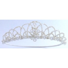 Charming Girl Crown Tiara of Lustrous Pearly Arches and Crystal Beads Wedding Flower Girl, Communion, and Other Special Events #88BF (IVORY)