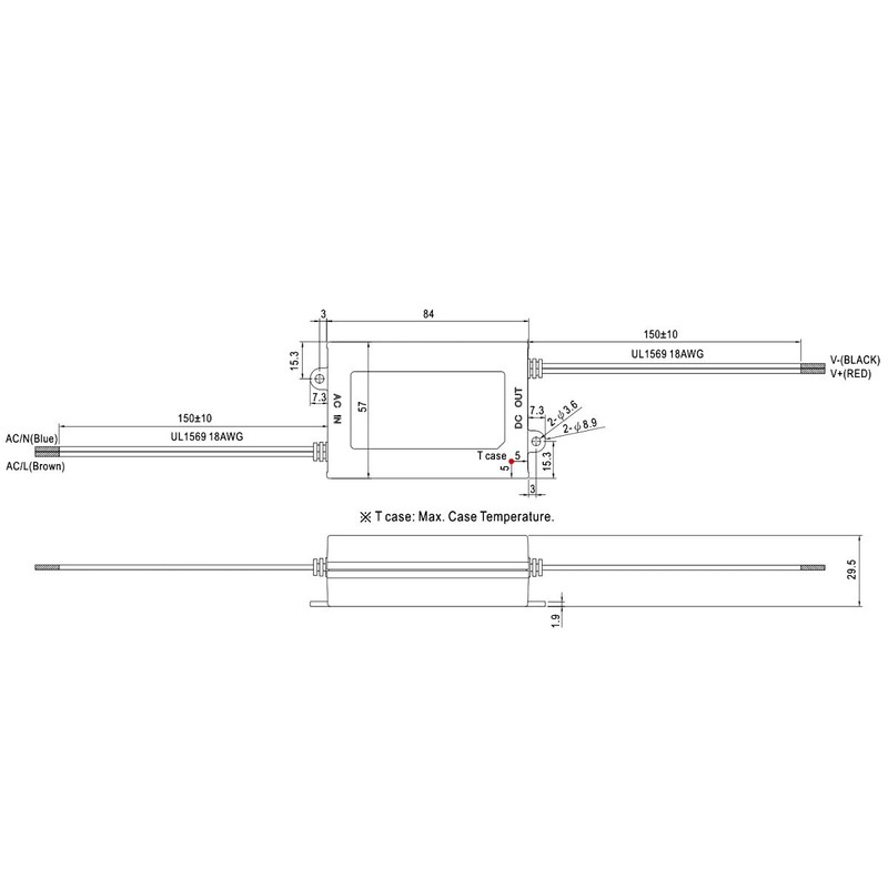 WITTKOWARE APC-35-700 CC LED Driver with Connection Cables, Output Current