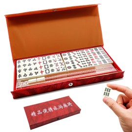 Waldspring Mahjong Game, Mini Majong Tiles Set, Camping Games, Majong Stones Game 144 Pieces, Traditional Chinese Mini Strategy Game, Easy to Carry and Suitable for Travel