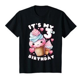 3rd Birthday Girl 3 Years, Ice Cream, Number 3 T-Shirt