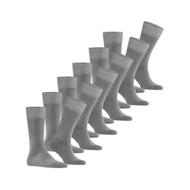 FALKE Men's Happy Socks Breathable Cotton Reinforced Durable Men's Socks An Allrounder for Business and Everyday Cotton Stockings Plain in Multipack 6 Pairs, Grey Light Grey Melange 3390