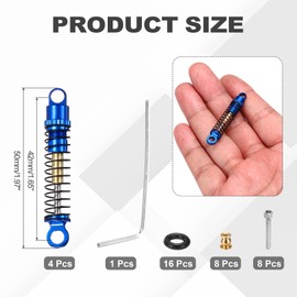 sourcing map RC Shock Absorber 1/24 42mm Aluminum Threaded Front & Rear Shock Absorber Damper Assembled Set for 1/24 RC Car Crawler Racing Truck, Blue
