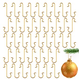 Zanzike 100 Pack Ornament Hooks, Christmas Ornament Hooks Ornaments Hangers Hooks for Christmas Ornaments Metal Wire Ornaments Hooks Anchors for Xmas Tree Decorations Hanging, Gold