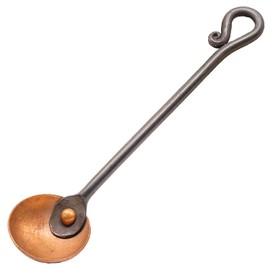 Copper and Steel Coffee Scoop | Food Grade & Measures 2 Tsp | Antique & Rustic Cast Iron Metal Spoon | Use For Espresso Beans, Tea Leaves, or Sugar | Handmade in Maine USA | By Wicks Forge