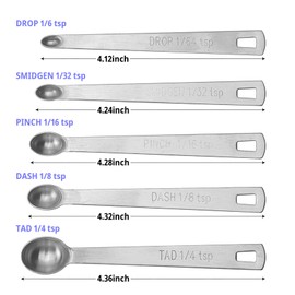 Measuring Spoons, Duty Stainless Steel Measuring Spoons, Small Spoon Set of 5 Includes 1/4 tsp 1/8 tsp 1/16 tsp 1/32 tsp 1/64 tsp for Cooking Baking (1)