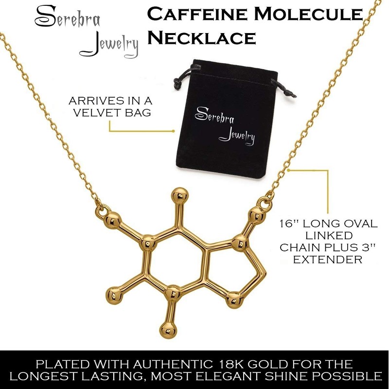 Serebra Jewelry (SJ) Caffeine Molecule Pendant with Necklace | All