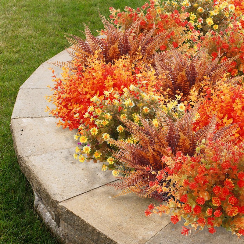 Woltoy Autumn Artificial Flowers 16 Pcs Autumn Decorations Outdoor Indoor
