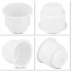 Keenso Marine Drink Holder, Universal Boat Plastic Cup Holder, Two-Tier Design Cup Holder with Insert Drain Hole for Boat, Marine, Yacht, Game Table, Sofa, RV (White)