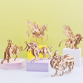 (5pcs) 3D Wooden Puzzle Animal Assemble Crafts Model Kit Wooden Animals Puzzle STEM DIY Brain Teaser to Adults Teens Boys Girls Gift (Animal)