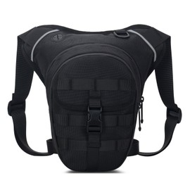 Long Keeper Drop Leg Bag for Men Women Motorcycle Hip Bag Thigh Bag with Leg Strap Waterproof Fanny Pack Tactical Waist Bag for Hiking Climbing Cycling (Black)