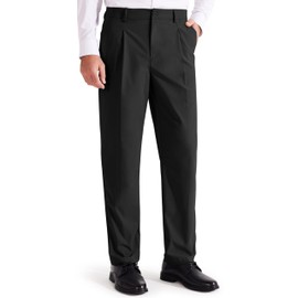 Libin Men's Dress Pants Classic Fit Pleated Front Work Golf Pants 29" Stretch Business Casual Pants Lightweight with Pockets, Black, 32W x 29L