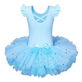 BAOHULU Ballet Leotards for Girls Full Skirted Dance Tutu Dress Party Costumes B184_Blue_L