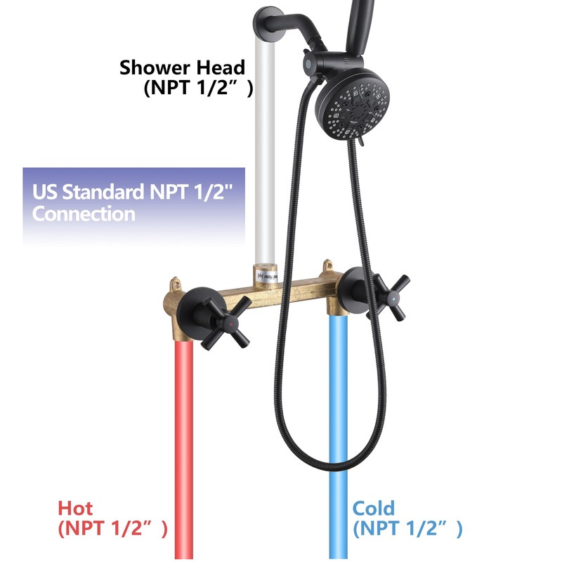 CISTPOFS 2 Handle Shower Faucet Matte Black, 2 in 1