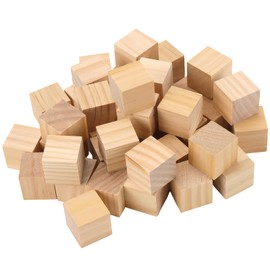 HONYUET 40 Pcs 3 x 3 x 3 cm Small Wooden Cubes, Mini Unfinished Square Wood Blocks for DIY Crafts