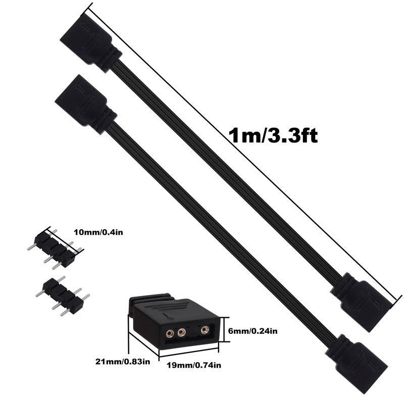YARCHONN ARGB Extension Cable 5V 3 Pin Addressable RGB Connector