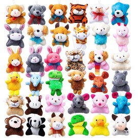 JOYIN 36 Pack Mini Animal Plush Toy Assortment (36 Units 3" Each),Bulk Stuffed Animals Party Favors for Kids, Small Animals Plush Keychain Decoration, Carnival Prizes, Valentine's Day Party Favors
