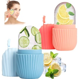 SOZOMO 2Piezas Rodillo de Hielo para la Cara, Molde de Hielo para Cara, Molde de Hielo de Silicona Reutilizable Herramientasde Cuidado para Masaje Facial de Ilumina la Piel para Belleza Facial.