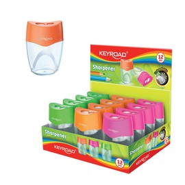 KEYROAD Ergonomic Double Sharpener Unbreakable / 12 Pieces / Steel Blades / Pencils and Crayons / for Nursery Preschool and School / Sharpener Sharpener