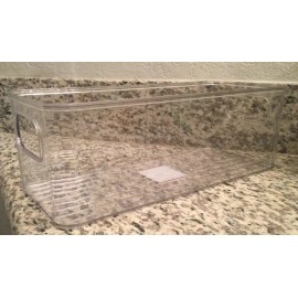 Unknown TWO Clear Stackable Plastic Organizer Storage Bins * Medium @ 14x4x5 inch * New