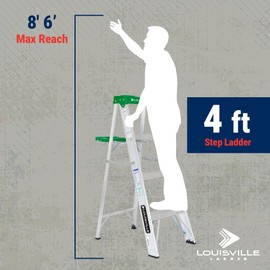 Louisville Ladder 4-foot Aluminium Step Ladder with tool tray, 225-Pound Load Capacity, Type II, AS4004