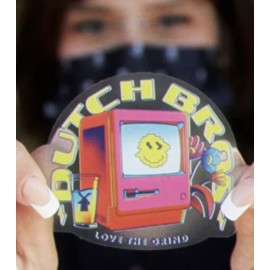 DUTCH Bros STICKER March 2022 3/1/22 Love THE Grind COFFEE Smiley RARE Limited!