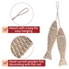 BIMUYI Hanging Fish Decoration with Fishing Net, Wooden Fish Wall