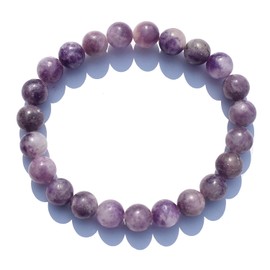 Natural Lepidolite Bracelet 8 mm Crystal Stone Bracelet Round Shape for Reiki Healing and Crystal Healing Stones