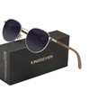 KINGSEVEN Walnut Wood Round Sunglasses Men Women Polarised Mirrored Stylish