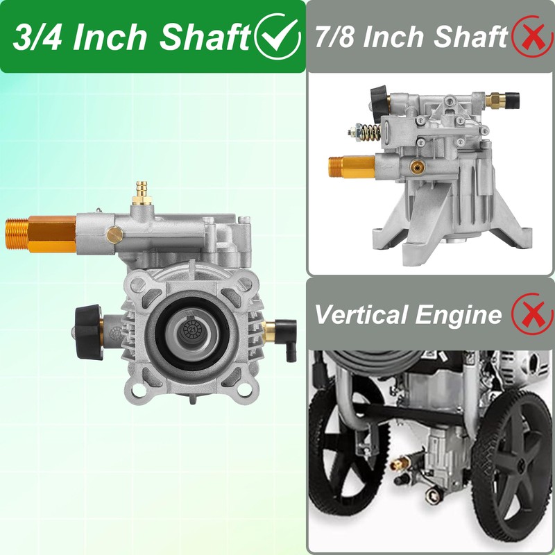 Tool Daily 3/4" Shaft Horizontal Pressure Washer Pump, Replacement Pumps