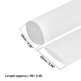 sourcing map Heat Shrink Tubing 25mm Flat Width 1m 2:1 Heat Shrink Tube Wire Wrap White