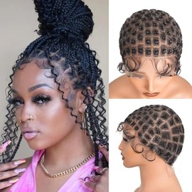 Crochet Wig Cap for Crochet Hair Breathable Double Full HD Lace Wig Caps for Crochet Braids Glueless Braided Wig Caps with Human Baby Hair 125 Scetions V2