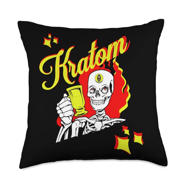 Kratom Tea Lovers Skull With 3rd Eye Open! Throw Pillow