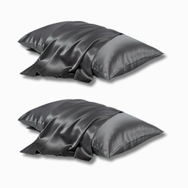 2PCS Mulberry Silk Pillowcase, Silk Pillowcases for Hair and Skin, Hypoallergenic Pillow Cases Soft Smooth Breathable with Hidden Zipper Uk Standard Size 48 X 74 Cm (Gray)
