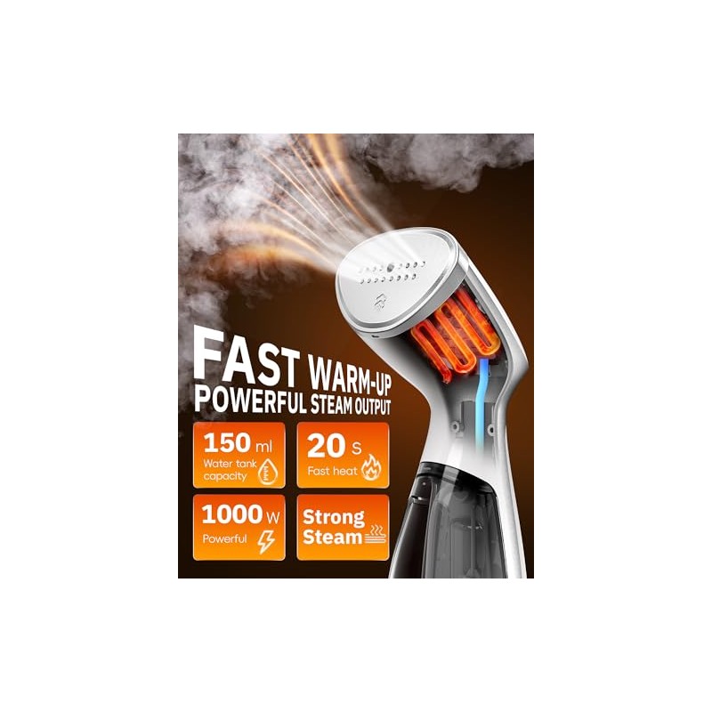 Portable Travel Handheld Clothes Steamer - 1000W Quick Wrinkle Remover