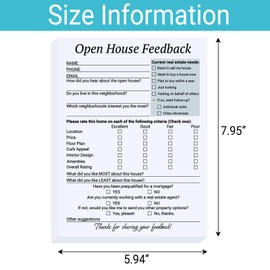 suituts 3 pack Open House Feedback Notepad Open House Supplies for Realtors Feedback Notepad Sign-in Form for Real Estate, 6 x 8 Inch
