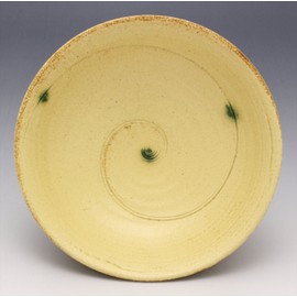 Seto Ware 丸金 5.5 平鉢 Yellow Seto 渦紋 024 – 0028