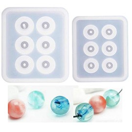2pcs Sphere Ball Silicone Bead Molds with Holes Round Resin Epoxy Mold for Jewelry, Polymer Clay, Soap Making, Cabochon Gemstone DIY Crafting Projects,Diameter 12mm, 16mm (Sphere Ball 2 in Set)