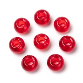 Craftdady 100Pcs Polished Glass European Beads Large Hole Crystal Rondelle Spacer Beads 5x10mm for Snake Chain Leather Jewelry Craft Making (Red)
