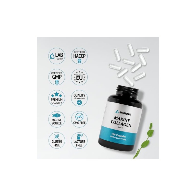 Marine Collagen Capsules 1500mg – Type 1 Hydrolysed Collagen Peptides